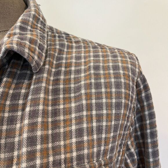 Carbon 2 Cobalt Grey Yellow Button Front Plaid Shirt Large Cotton **Flaw - Picture 6 of 11